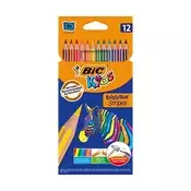 Bojice BIC Kids Evolution šesterokutne, fleksibilne, prugaste, ekološki prihvatljive, 12 komada, 9505222