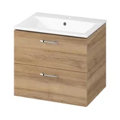Cersanit S801-457 - Stenska kopalniška omarica z umivalnikom NIKO 60x45 cm oreh