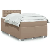 Vidaxl Box spring postelja z vzmetnico kapučino 140x190cm umetno usnje
