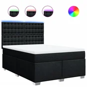 Vidaxl Box spring postelja z vzmetnico črna 160x200 cm blago