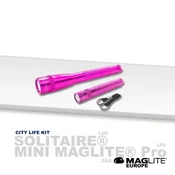 Maglite set City Life SX45KY7L, svetilki LED Mini PRO 2xAA + Solitaire 1xAAA, roza v darilni škatli