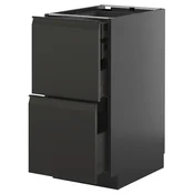 METOD / KNIVSHULT Pod.orm.2front/2dnj/1srd/1vis.fiok, Crnosiva/Upplöv boja antracita, mat, 40x60 cm