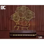 Black Cut 3D Lampa jednobojna - Ruže ( L03 )