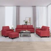 Greatstore Sedežna garnitura 4-delna z blazinami vinsko rdeče umetno usnje