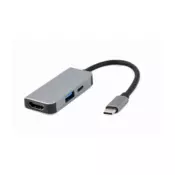 Cablexpert Adapter USB-C 3-v-1 USB, HDMI, PD, (20442047)