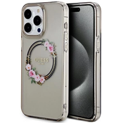 Guess Guess IML Flowers Wreath MagSafe - ohišje za iPhone 15 Pro Max (črno)