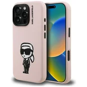 Karl Lagerfeld Silikonski ovitek Karl Sketch MagSafe za iPhone 16 Pro roza