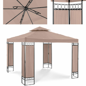 UNIPRODO Vrtni paviljon gazebo šotor zložljiva streha 3 x 3 x 2,6 m bež, (21091251)