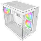 Ohišje MONTECH King 65 Pro, s prozornim stranskim panelom, RGB osvetlitvijo, ATX, belo.
