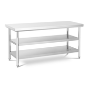 Delovna miza iz nerjavečega jekla - 60 x 180 cm - 600 kg - 3 ravni
