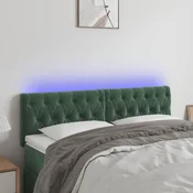 Vidaxl vidaXL Vzglavje postelje z LED diodo temno zeleno 160x7x78/88 cm žamet