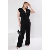 Trendyol Curve Black Sleeveless Double Breasted Knitted Plus Size Jumpsuit