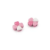 Kovinski sestavni del / obesek štiriperesna deteljica O15 mm - roza (2 kosa)