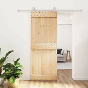 vidaXL Drsna vrata Naravna in bela 80 x 210 cm Masiven borov les