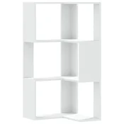 Vidaxl Kotna knjižna omara 3-nadstropna bela 50x50x102 cm