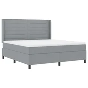 Vidaxl LED Box Spring Postelja Svetlo siva 180 x 200 cm blago