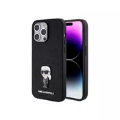 Karl Lagerfeld Ikonik Fixed Glitter Logo Maska za telefon za iPhone 15 Pro Max, Crna