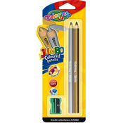 Zlatna i srebrna olovka Colorino Kids - Jumbo, sa šiljilom