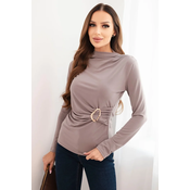 Kesi Włoski Womens viscose blouse with gathering and decorative buckle fango