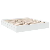 Vidaxl Posteljni okvir s predali bel 200x200 cm inženirski les