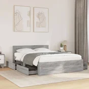 vidaXL Posteljni okvir z vzglavjem siva sonoma 140x200 cm inž. les