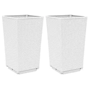 Vidaxl Vrtna cvetlična korita 2 kosa bela 32,5x32,5x57 cm PP