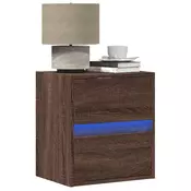 Vidaxl vidaXL Stenska nočna omarica z LED lučjo, rjav hrast