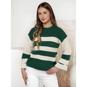 Sweter damski LINEZZA zielono-biały Dstreet