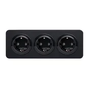 Aigostar - Kucna uticnica sa okvirom 3Z SCHUKO 250V/16A crna