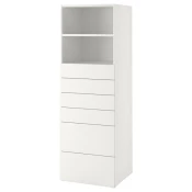 SMASTAD / PLATSA Biblioteka, bela bela/s 6 fioke, 60x57x181 cm