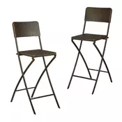 Northix Zložljiv barski stol set 2 višina 80 cm jeklo ratan