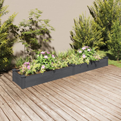 vidaXL Vrtna visoka greda s podlogo siva 240x45x25 cm trden les jelke
