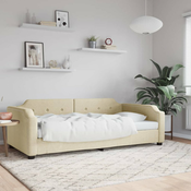 Greatstore Raztegljiva postelja krem 90x200 cm blago
