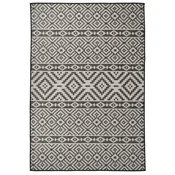 Vidaxl Zunanja preproga ploščato tkanje 160x230 cm črne črte