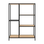 Črn/naraven regal v hrastovem dekorju 80x112x35 cm Altino – Unique Furniture
