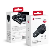 FORCELL CARBON auto punjač Tip C 3.0 PD20W + Tip C 3.0 PD20W CC50-2C crni (Ukupno 40W)