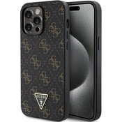 Guess 4G Triangle Metal Logo ovitek za iPhone 15 Pro, Črn