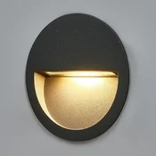 Lucande LED stenska svetilka za vgradnjo Loya, O 11,5 cm, siva, IP54 - Sodobni - temno siva, prozorna - Aluminij