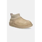 Djecje cipele za snijeg od brušene kože UGG KIDS CLASSIC ULTRA STRETCH CUFF boja: bež, 1157702K