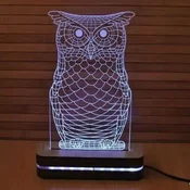 3D dekorativna lampa A008 Sova BLACK CUT