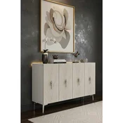 Hanah Home komoda Ayshe 120, 120 cm, bela / travertin / srebrna