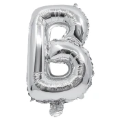 Folija balon v obliki črke v srebrni barvi – črka B 32 cm