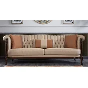 Casa Padrino luxury baroque Chesterfield sofa beige/dark brown - Magnificent living room sofa - Baroque style living room furniture - Luxury furniture in baroque style - Noble & Magnificent