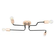 SOLLUX lighting Industrijska črna stropna svetilka z lesenimi elementi za dnevno sobo/spalnico 4xE27 15W TIMBO Sollux Lighting