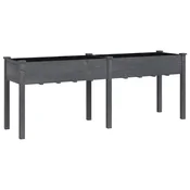 Vidaxl Korito s podlogo sive barve 203x53x76 cm trden les jelke