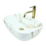 shumee GTM Design Aufsatzwaschbecken 46 cm - Glanz Modern Waschbecken ohne Hahnloch - Elegant Aufsatzwaschbecken Oval für Badezimmer und Gäste WC - nur Bad Waschbecken