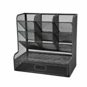 slomart ATL DA628 Kovinski organizator za pisalno mizo, črn