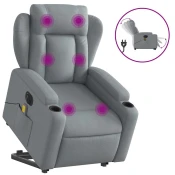 MAISON CHIC Električni masažni naslanjač - Relax naslanjač s funkcijo vstajanja svetlo siv, (22061550)