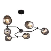 Mitea M11062-6 luster sa 6 sivih staklenih kugli, crni, 6xE27