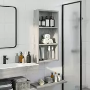 vidaXL Kopalna stenska omarica s polico Siva Sonoma 30 x 10 x 60,5 cm